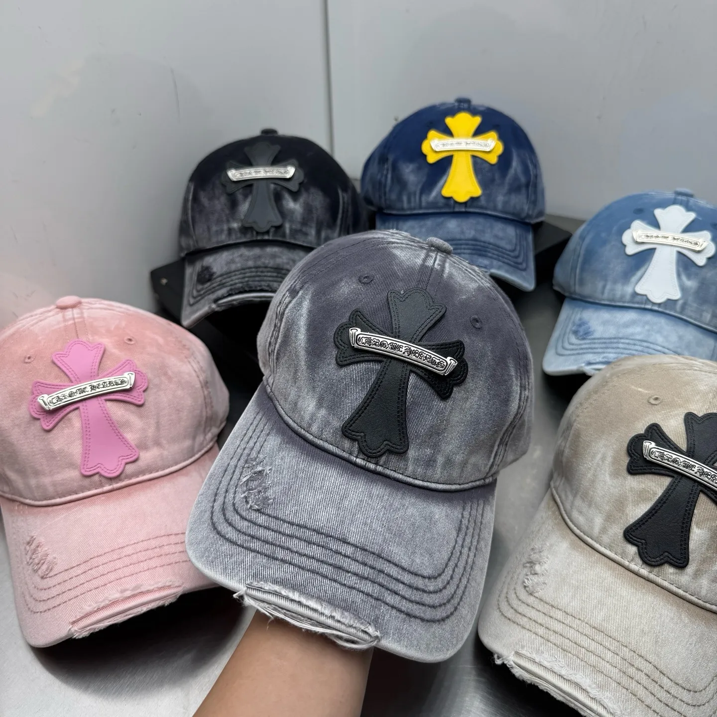 Crow heart denim washed spring and summer hole baseball cap